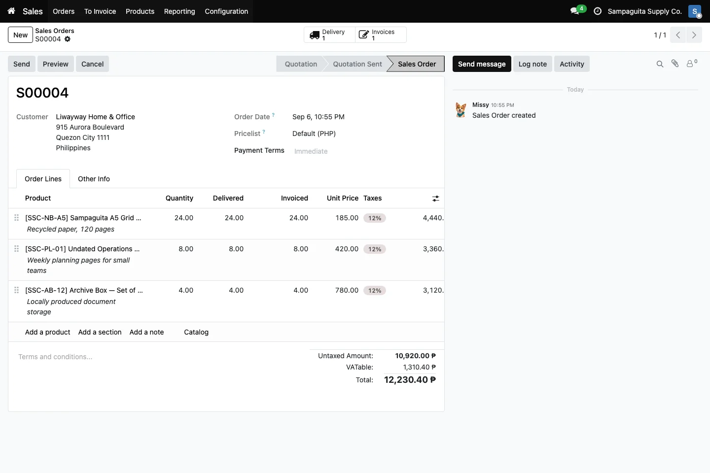 Sales order S00004